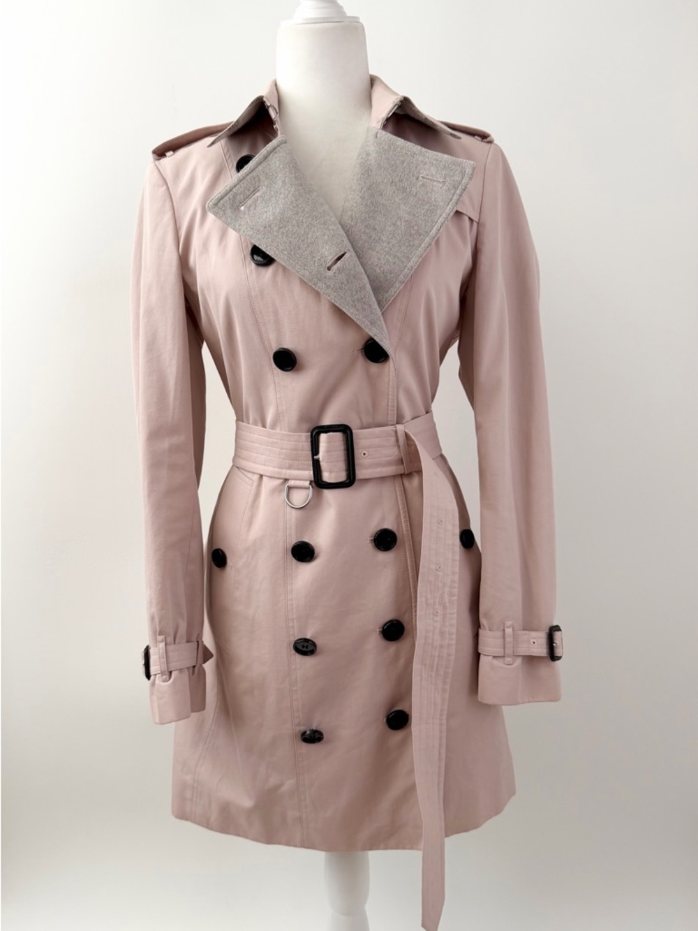 BURBERRY LONDON | Pink Heritage Trench Coat Belted Wool Cashmere Liner US 8 - Picture 2 of 16